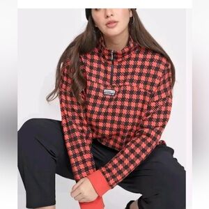 Adidas R.Y.V HOUNDSTOOTH PRINT SWEAT SHIRT 1/4 Zip Jacket Women’s Size XS
